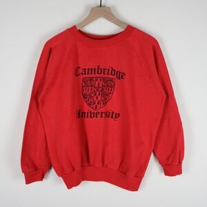 Vintage Cambridge University England Crewneck Sweatshirt Red M/L 22.5x24.5